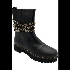 Cecelia New York Leather Chain Mid Boots Black - Medium